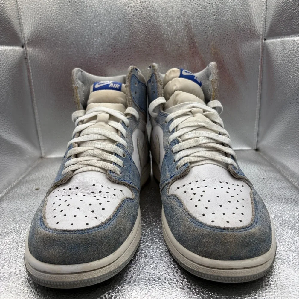 Size 9.5 Jordan 1 Retro High Hyper Royal Smoke Gray Mens Sneakers 555088-402